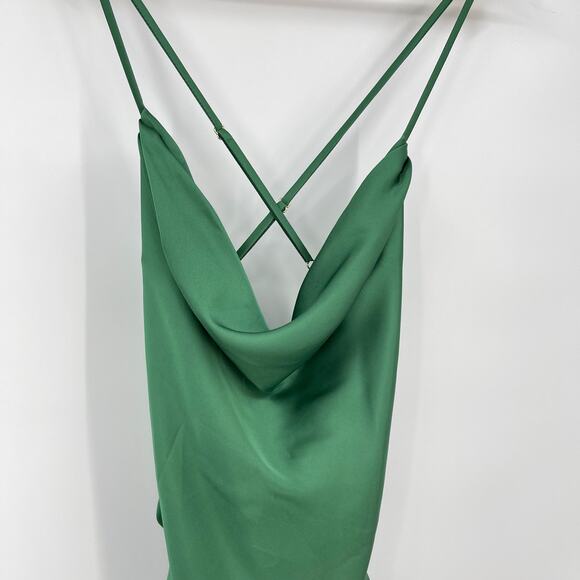 Lovers and Friends | Boa Mini Dress in Green Satin Cowl Neck Slip S w/ Tags - Picture 5 of 14